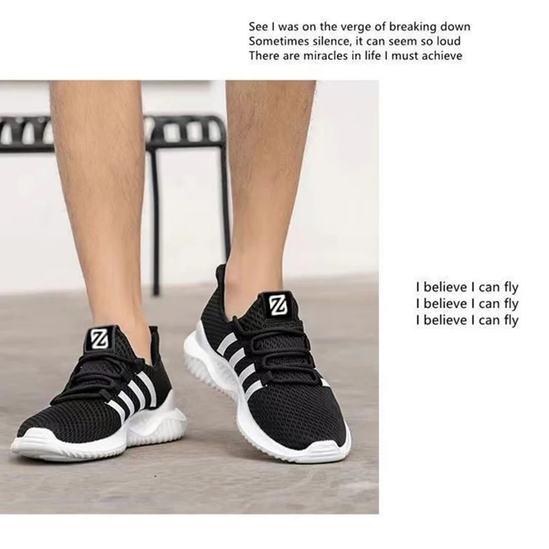 Black Men Running Shoes Breathable Outdoor Sport Lightweight Sneakers for Women Comfortable Athletic Training Footwear | Спорт и