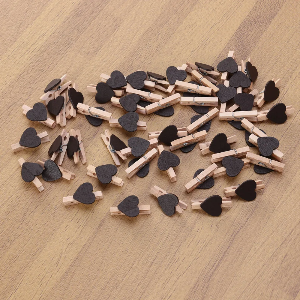 

50pcs Love Wood Clips Beautiful Small Fixation Clips for Photo Painting )
