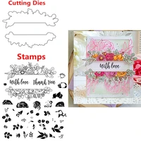 framed in floral stamp set petals transparent clear stamps and dies for card making diy scrapbooking crafts 2021 new arrival