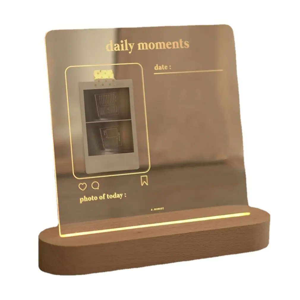 

Новое поступление, USB акриловая доска для ежедневных фотографий, записей и объявлений с деревянной подставкой, набор ламп, креативные школь...