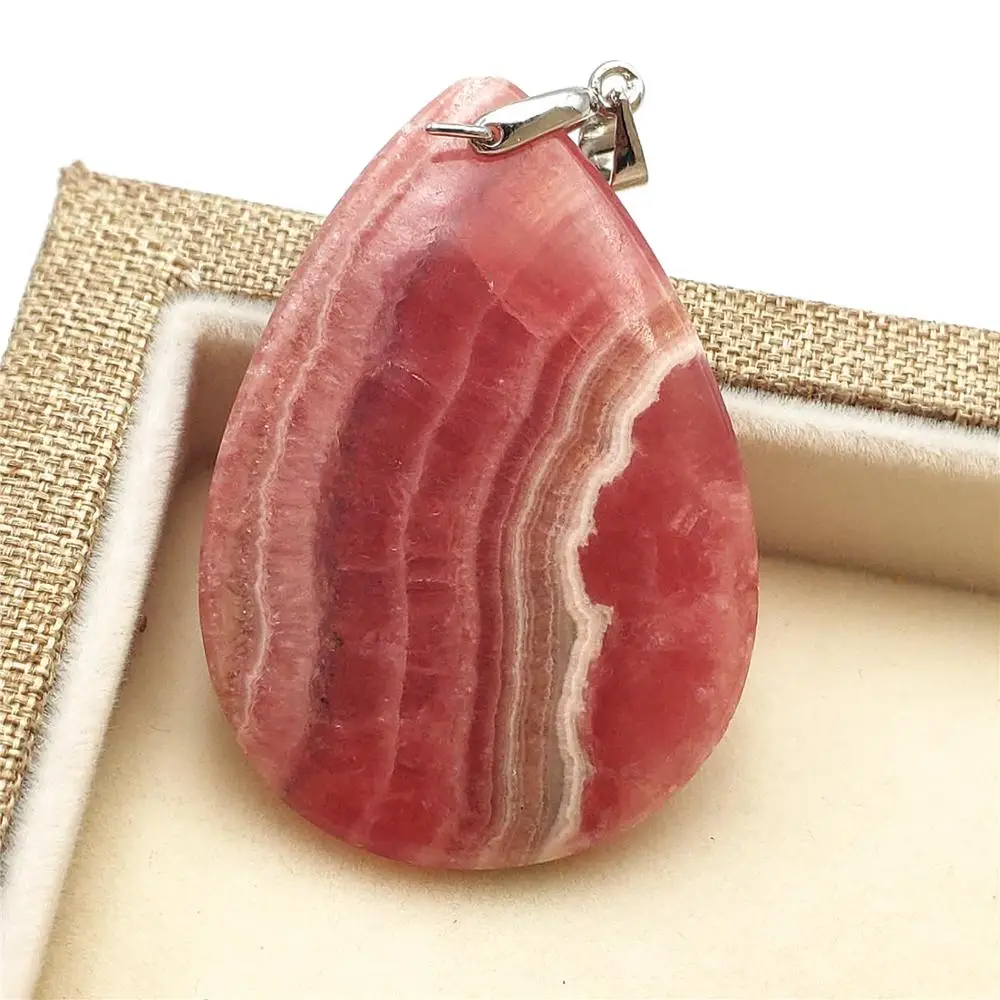 Высокое качество натуральный розовый красный родохрозит кулон 41x29x8 мм капли воды