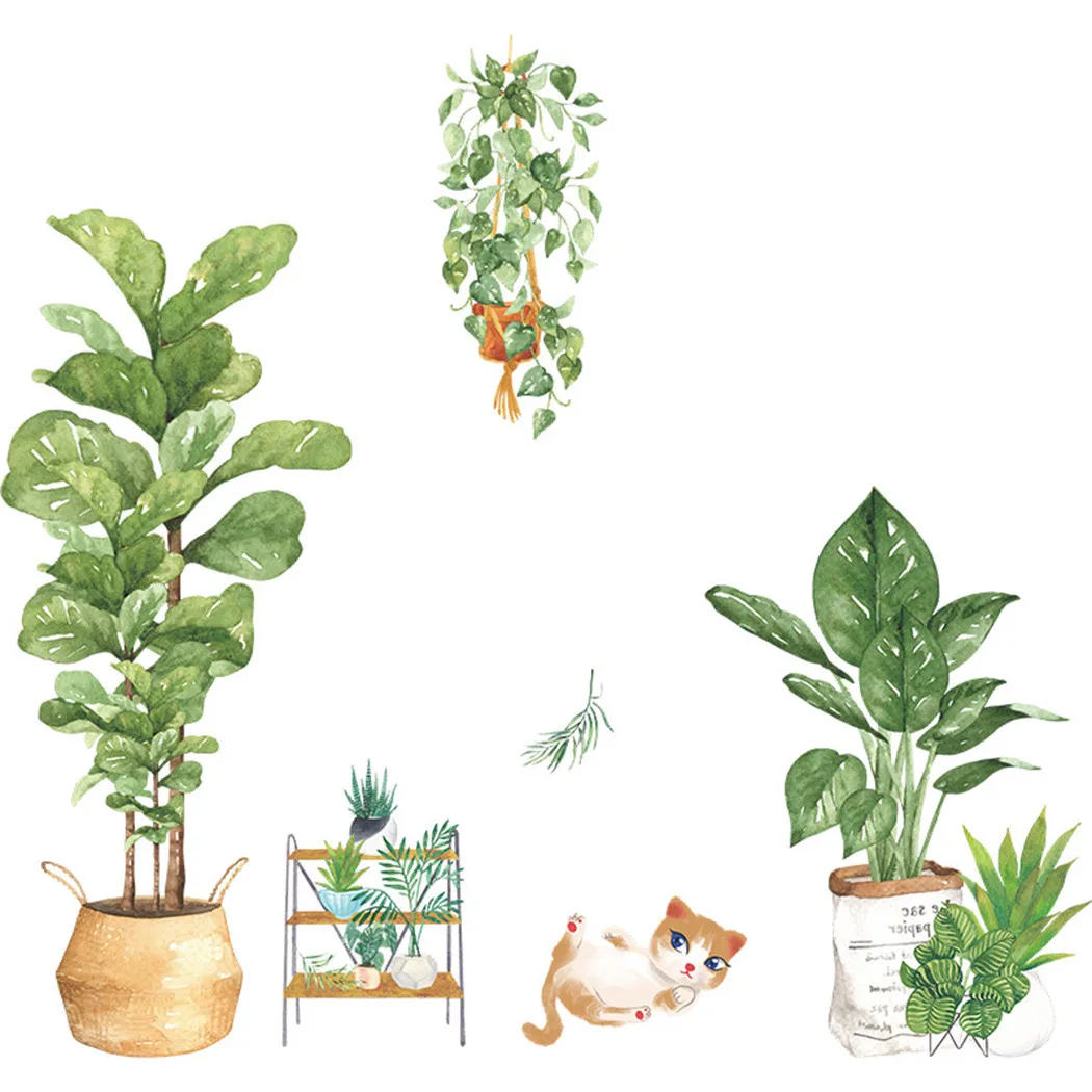 

Dormitorie Wall Sticker Green Home Kitchen Living Room Mural Nursery Plant
