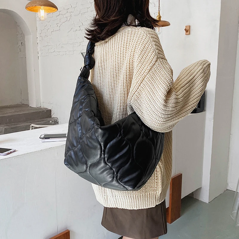 Cloth Soft Shoulder Bag For Women Fashion PU Leather Composite Women Bags Trend Ladies Handbags Large Capacity Female Daily Bag