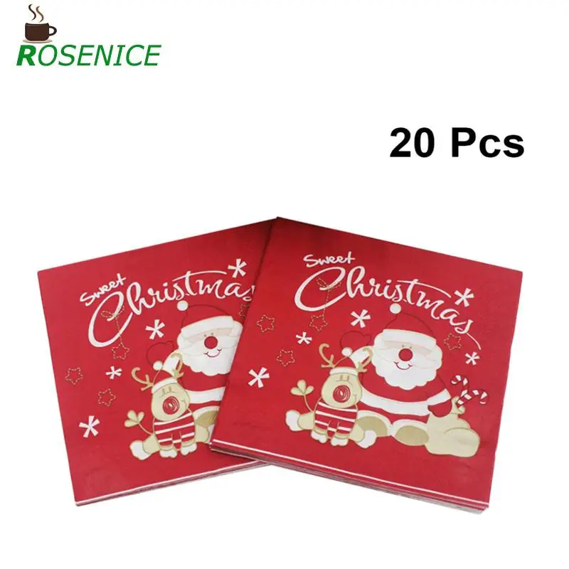 

20pcs Printed Christmas Napkins Santa Claus Colorful Paper Towel Paper Tissue for Children