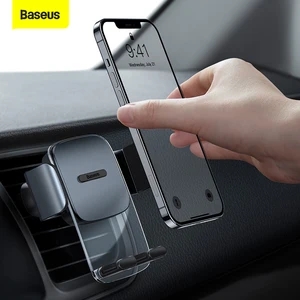 baseus car phone holder car air vent outlet mount clamp for 4 6 6 7 inch mobile phone support car accessories for iphone samsung free global shipping