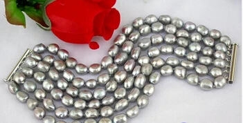 free shipping &gt&gt&gt&gt&gt909519 6strands gray baroque FW pearl bracelet bangle magnet clasp | Украшения и аксессуары