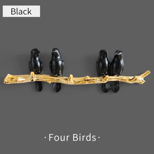 Black 4birds Настенный декор с птицами из смолы прививка стены крюк Дети орнамент держатели ключей стойки Домашнее пальто одежда полотенце шляпа Сумочка держатель Вешалка для сумок - Цвет: Black 4birds