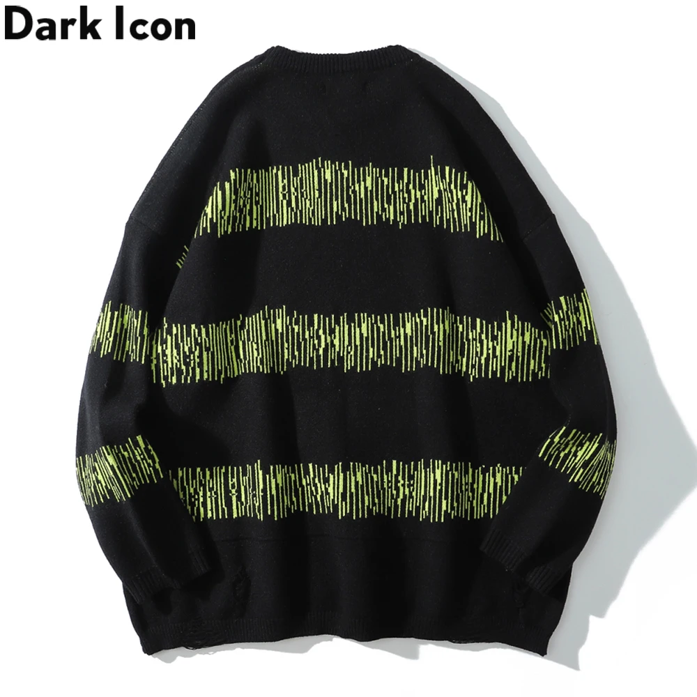 

Свитер в полоску с надписью DARK ICON, мужские хипстерские свитера с круглым вырезом, вязаная одежда, женские свитера, мужская одежда