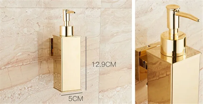 Liquid Soap Dispenser Hand Kitchen Sink Soap Container 304 Stainless Steel Gold Bathroom Shampoo Holder Wall Mounted Bottle