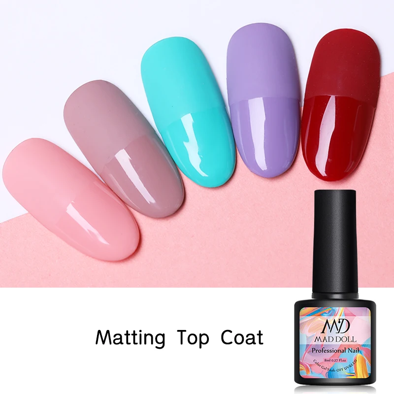 MAD DOLL 8 мл матирующий верхний слой Гель-лак выше УФ замочить светодиодный Гель-лак для нейл-арта лак с длительным дизайном