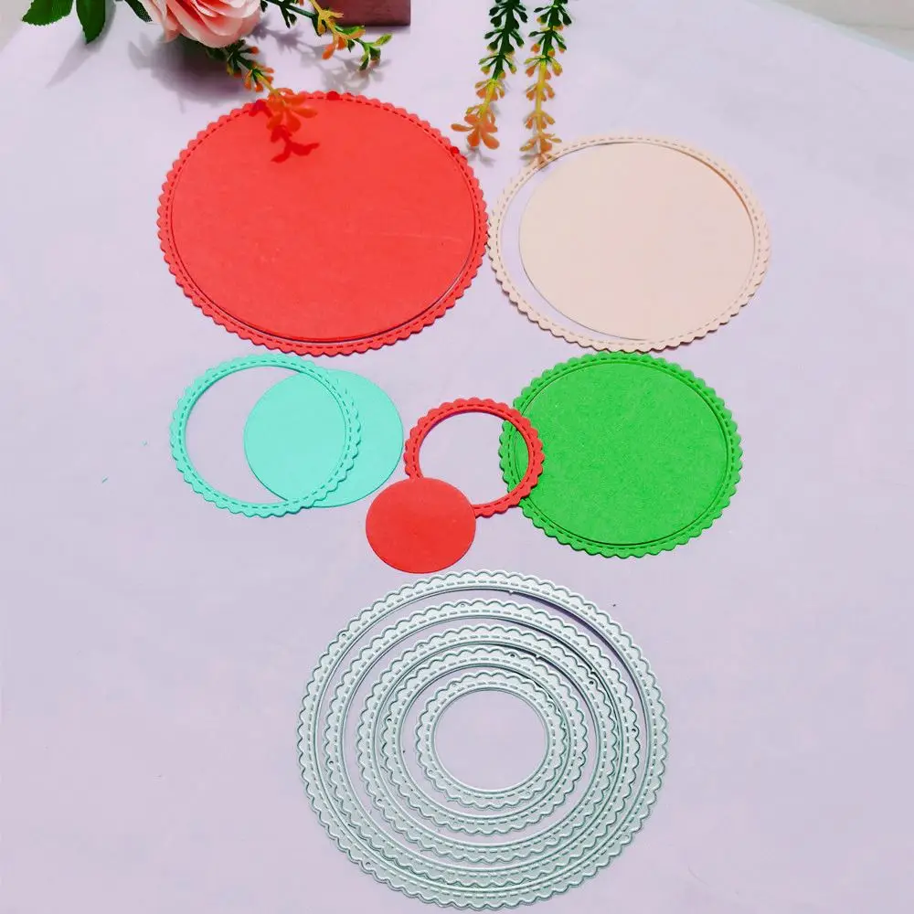 5 шт. круглый металлический трафарет для резки скрапбукинга фотоальбома|Вырубные