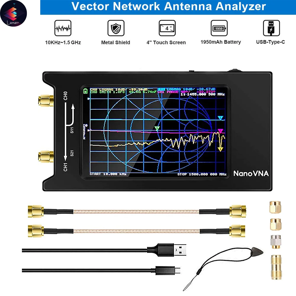 NEW Vector Network Analyzer Nanovna-H4 Antenna 50KHz~1.5GHz with 4&quotTouch Screen HF VHF UHF Wave Measuring Parameters Voltage |
