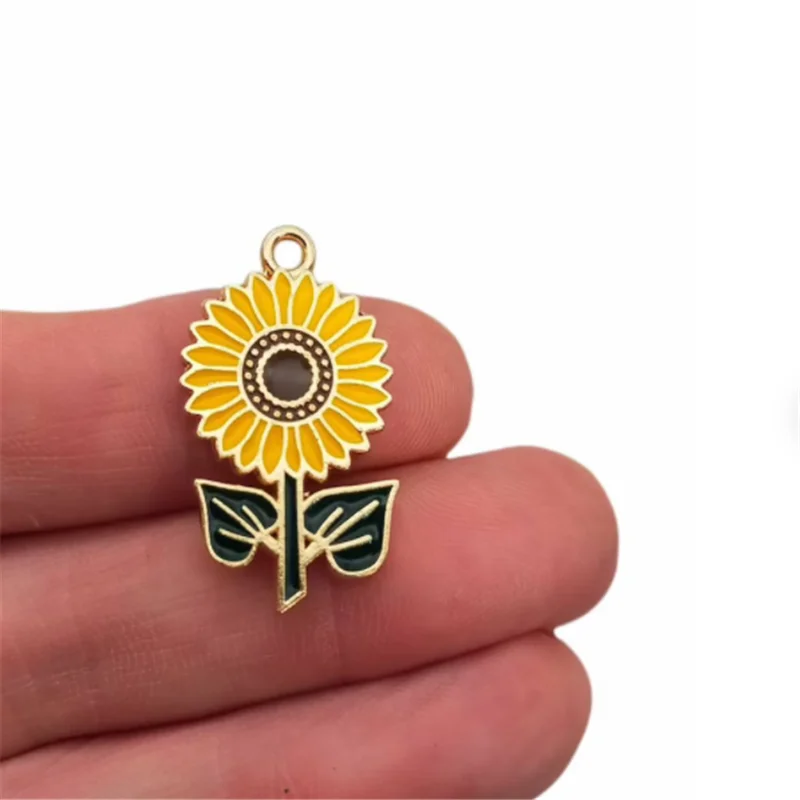 

NEW Gorgeous Eco-friendly Sunflower Charms| Set of 10 Charm Enamel and Alloy Sun Flower Pendant for Summer Garden Inspired Bulk