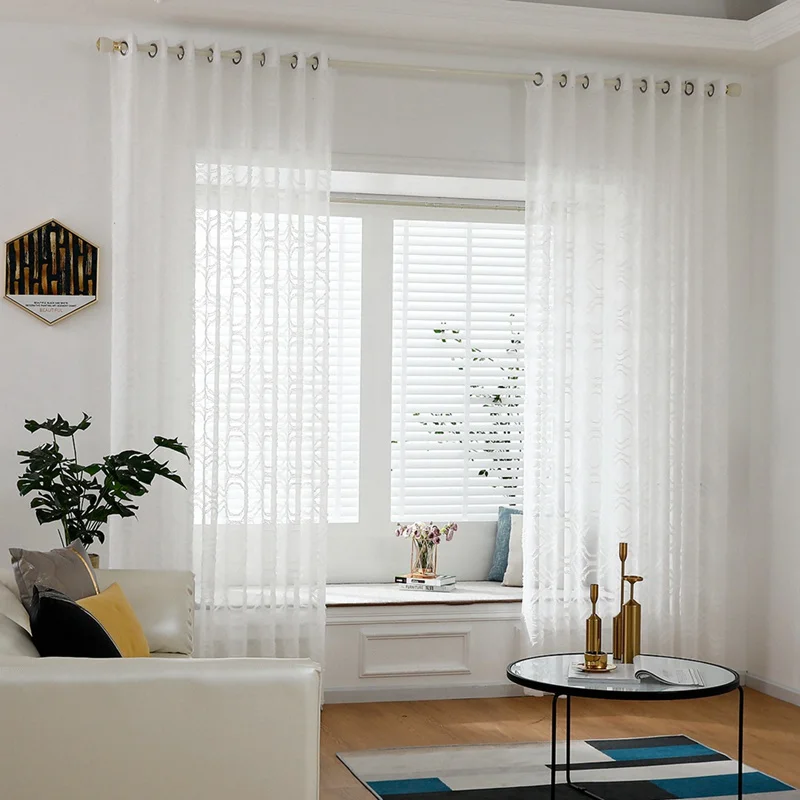 Новые белые тюлевые занавески с вышивкой для гостиной современные прозрачные
