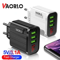 vaolro 5v 3 1a digital display usb charger for iphone charger 3 usb fast charging wall phone charger for iphone samsung xiaomi