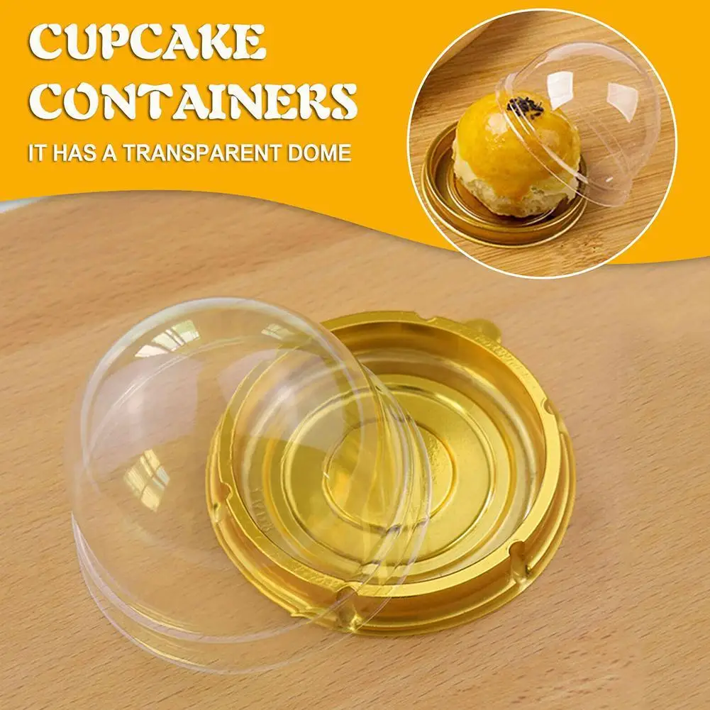 

50pcs/set Disposable Mooncake Boxes Nontoxic Round Box Box Plastic Dessert Box Moon Packing Mooncake Puff Egg-yolk T9X8