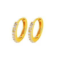 tiny zircon inlaid hoop earrings yellow gold filled exquisite womens lady huggie earrings gift