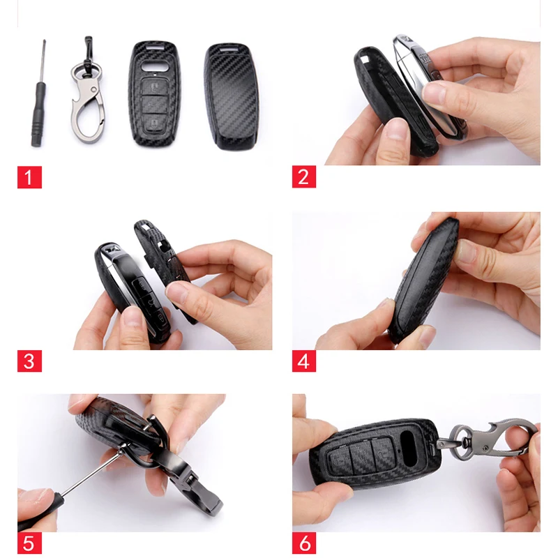 Чехол для автомобильного ключа из углеродного волокна Mitsubishi Outlander 3 Lancer 10 Pajero Sport EX