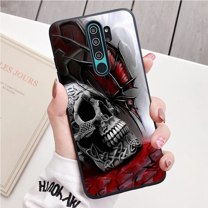 Черный силиконовый чехол с черепом для телефона Redmi note 9 8 7 Pro S 8T 7A|Бамперы| |