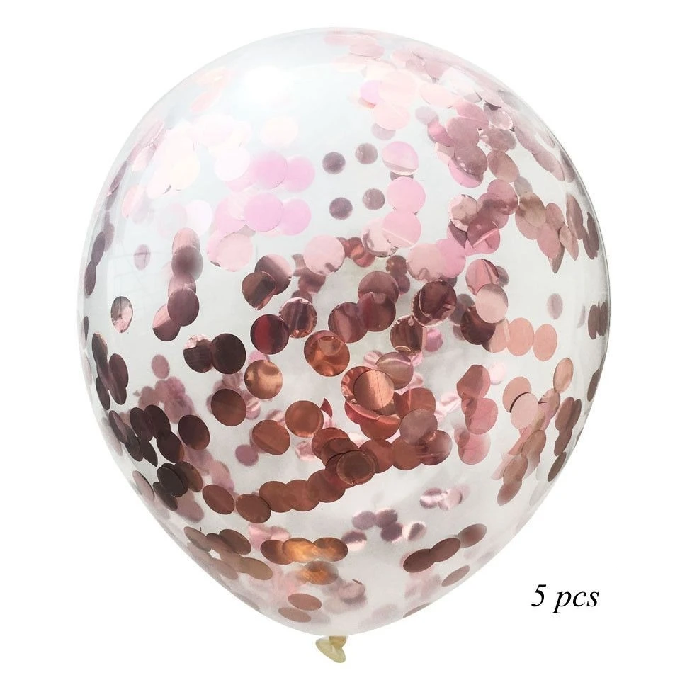 Rose Gold 5 шт. 12 дюймов многоцветный воздушный шар "Конфетти" фольгированный шар Свадебная вечеринка украшение утолщение груша шары украшения на день рождения - Цвет: Rose Gold