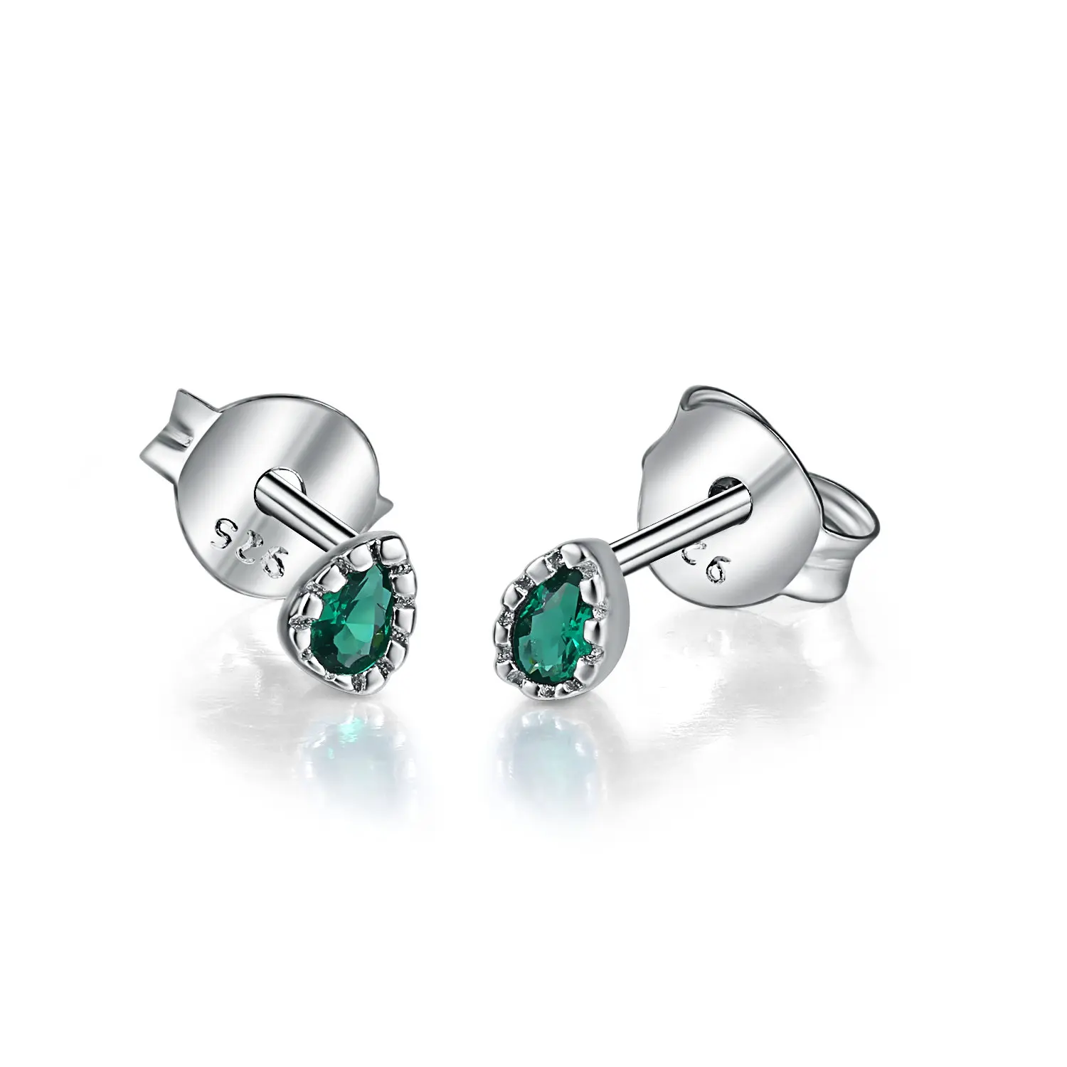 green stone Высокое качество, капли воды, Настоящее серебро 925 пробы, серьги-гвоздики, S925 модное ювелирное изделие для женщин, подарок для девушек EY195 EY196 - Окраска металла: green stone