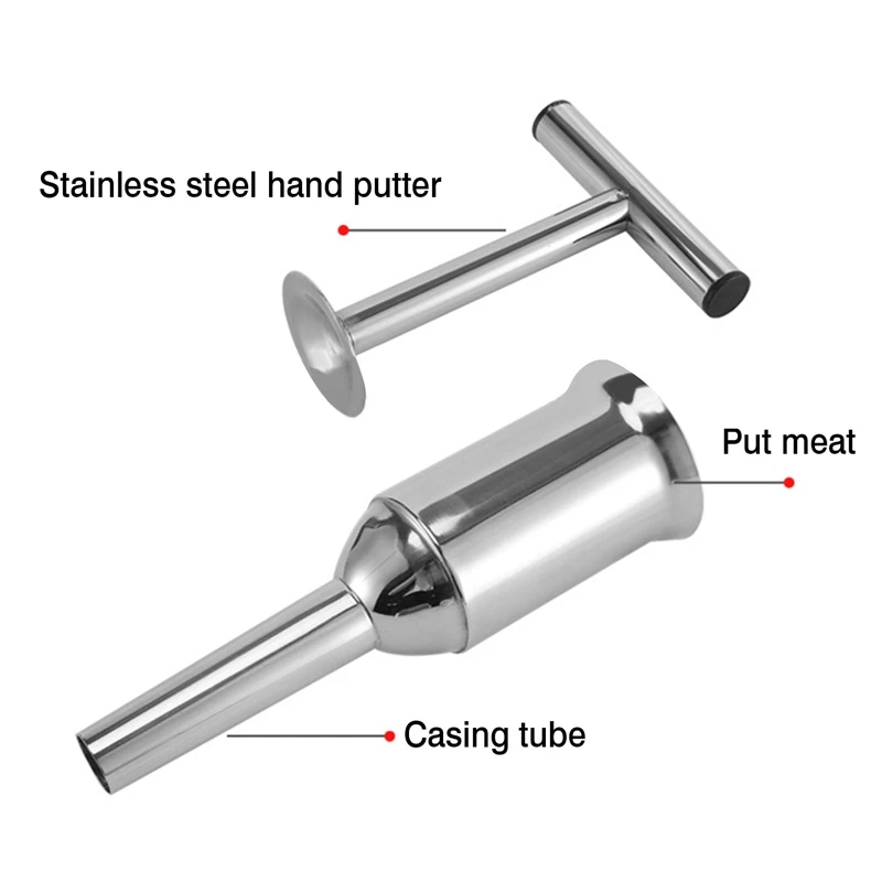 

2PCS Kitchen Manual Sausage Maker Stainless Steel Hand Operated Meat Stuffer Filler for Make Sausages Hot Dogs Bratwurst
