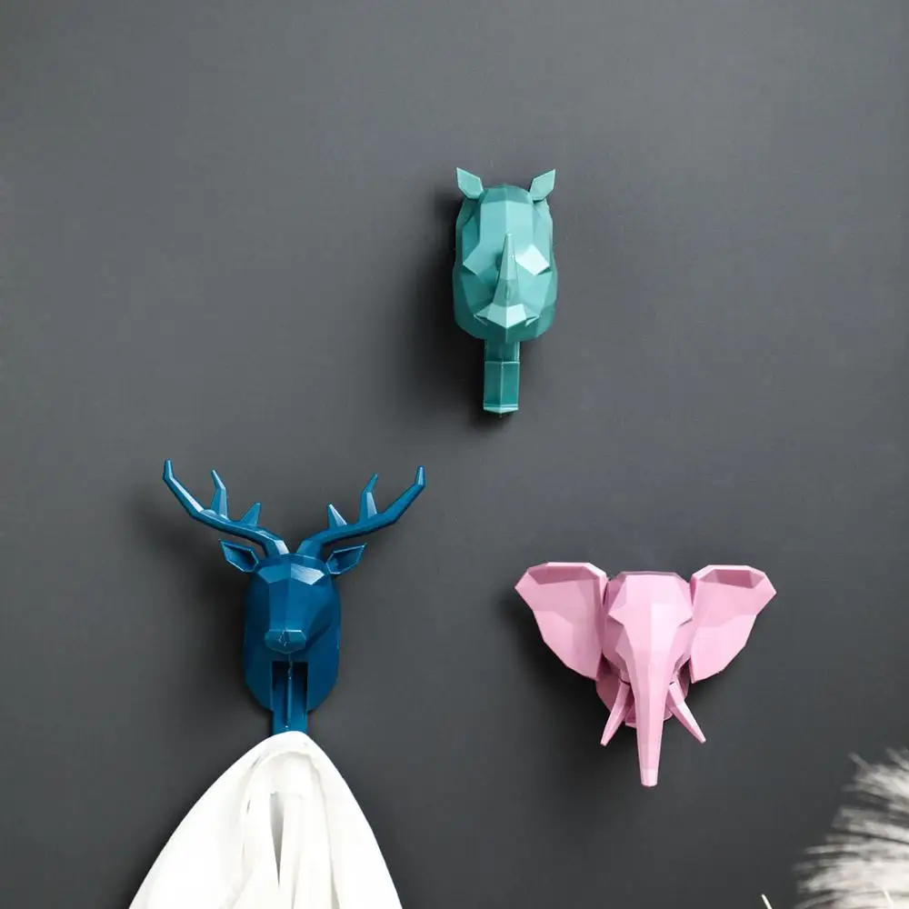 Новые популярные настенные крючки с животными вешалка головой оленя держатель