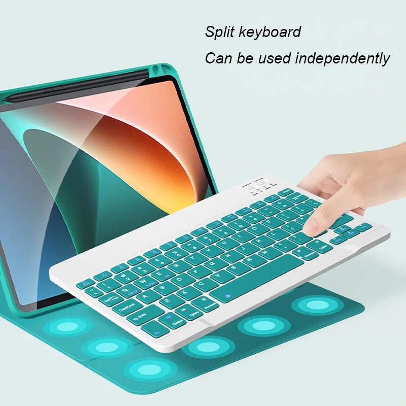 

Новинка 2021, магнитный чехол с клавиатурой для Xiaomi Mipad 5, светодиодная подсветка, клавиатура и мышь для Xiao mi Pad 5 pro, чехол с держателем для каран...