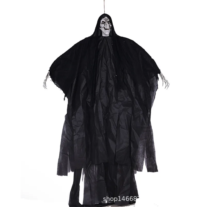 

Halloween Hanging Doll Electric Ghost Large 2m Hanging Ghost Black Witch Prank Tricky Props for Haunted House Room Escape