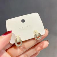 circle minimalist diamond stud earrings simple and compact korean temperamental earrings ins style earrings for women