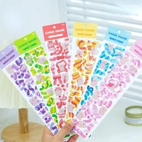 2 sheets candy house series hand painted cartoon cute colorful ribbon planner scrapbooking diy decorative stationery stickers