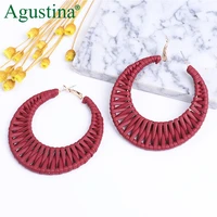 agustina hoop leather earrings women hoops round earrings fashion jewelry luxury red earrings drop dangle korean earring big cc