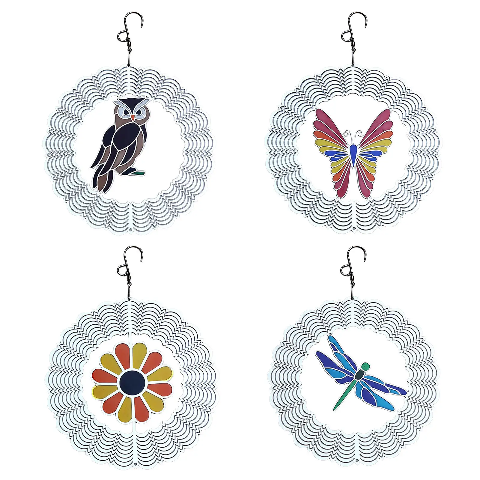 

Металлические ветряные колокольчики 3D, цветной ветряной Спиннер из нержавеющей стали, ветряные колокольчики для дома и сада, украшение, под...