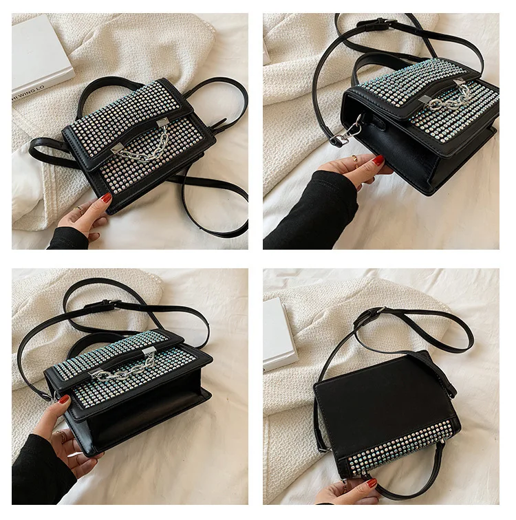 

Wriufred Popular handbags makeup mobile phone women's bags, fashion bright diamond chain shoulder messenger bag for shopper