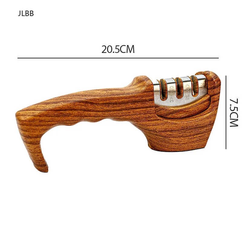 

3 Stages Knife Sharpener Removable Knife Stainless Steel Sharpener Professional Wooden Kitchen Sharpening Stone Grinder