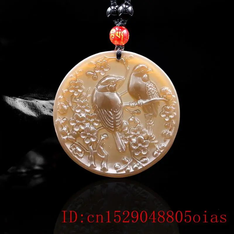 

Brown Jade Bird Pendant for Jewelry Necklace Women Charm Chinese Fashion Natural Gifts Jadeite Amulet Flower Carved