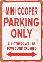 mini cooper parking only vintage look metal sign for home coffee wall decor 8x12 inch