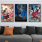 Disney живопись на холсте, мультфильмы Микки Маус картинка с Микки-Маусом и Минни-Маус плакаты и принты Cusdros для детской комнаты настенный Декор