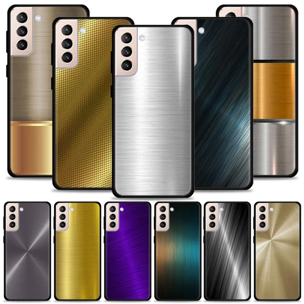 

Case For Samsung Galaxy S20 S21 FE Ultra 5G S20 S10 Lite S8 S9 Plus S10e S7 Edge Shell Dark Brushed Metal Texture Golden Pattern