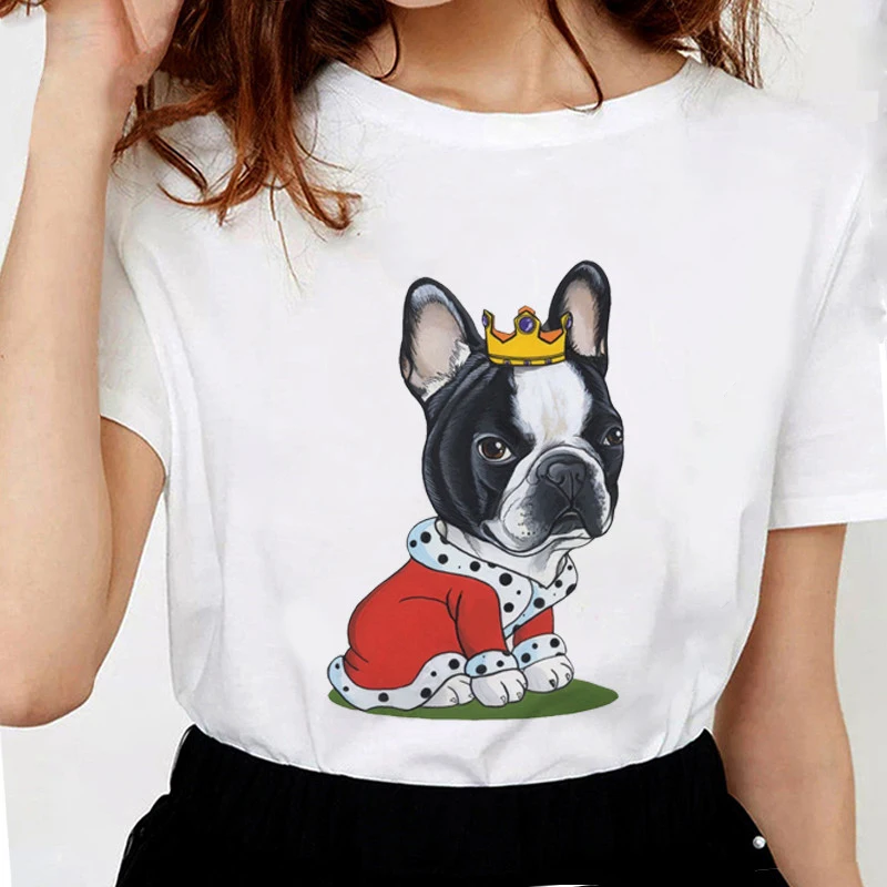 

Friends Letter Cartoon Dog Printed T-shirt Summer Casual Plus Size Women Top Kawaii Short Sleeved Female Clothes 30690