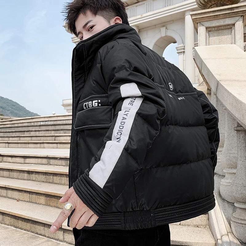 Tops 2022 Winter Thick White Duck Down Jacket Outwear Mens Warm Puffer Coats Loose Fur Stand Collar Zipper Down Parkas Clothing