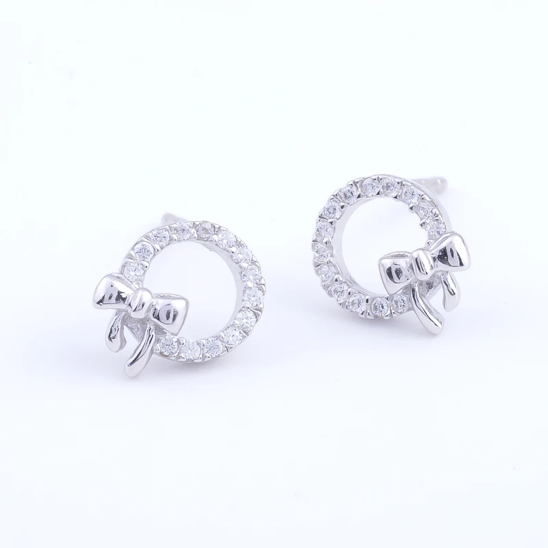 Женские серьги гвоздики из серебра 100% пробы с бантом бабочкой|Серьги-гвоздики| |