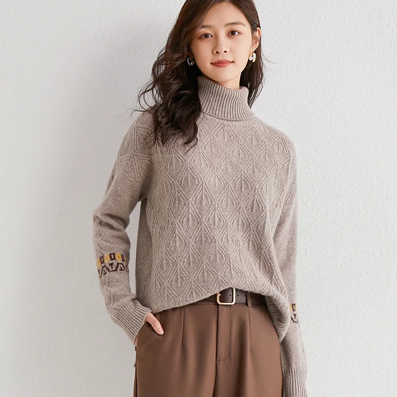 adishree 2020 woman winter 100% Cashmere sweaters and autumn knitted Pullovers High Quality Warm Female thickening Turtleneck