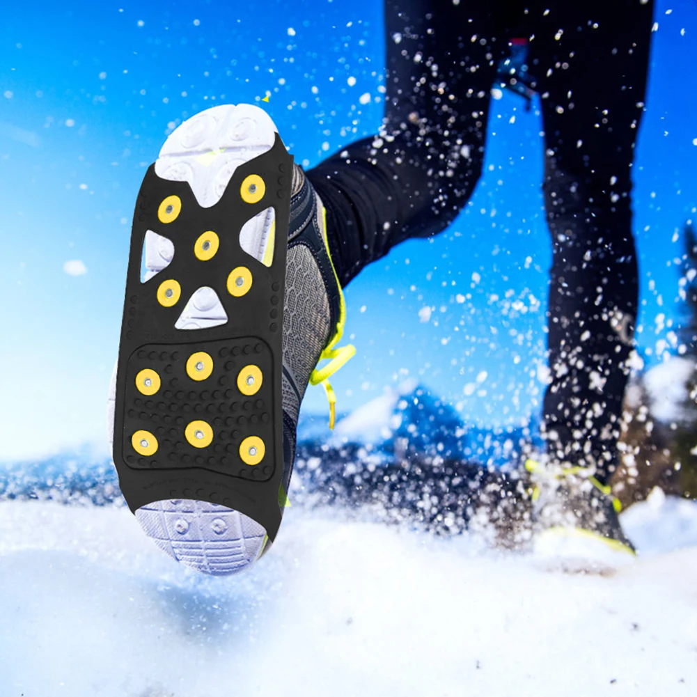 

1Pair 11 Studs Anti-Skid Ice Snow Shoe Spiked Climbing Grips Cleat Crampons Climbing Camping Anti Slip Shoes Cover S-XL