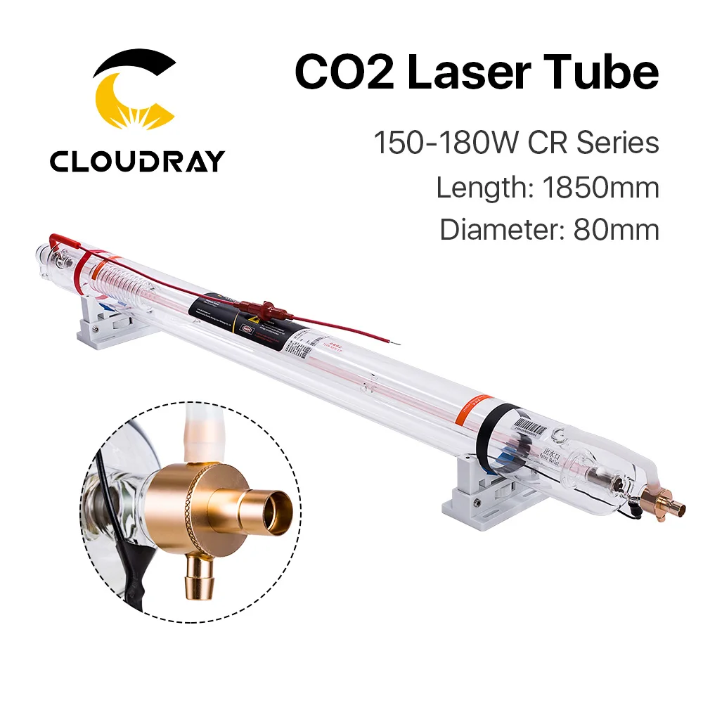 Фото Cloudray CR150 150 180W CR Series CO2 лазерная трубка длина 1850 мм диаметр 80 Стеклянная
