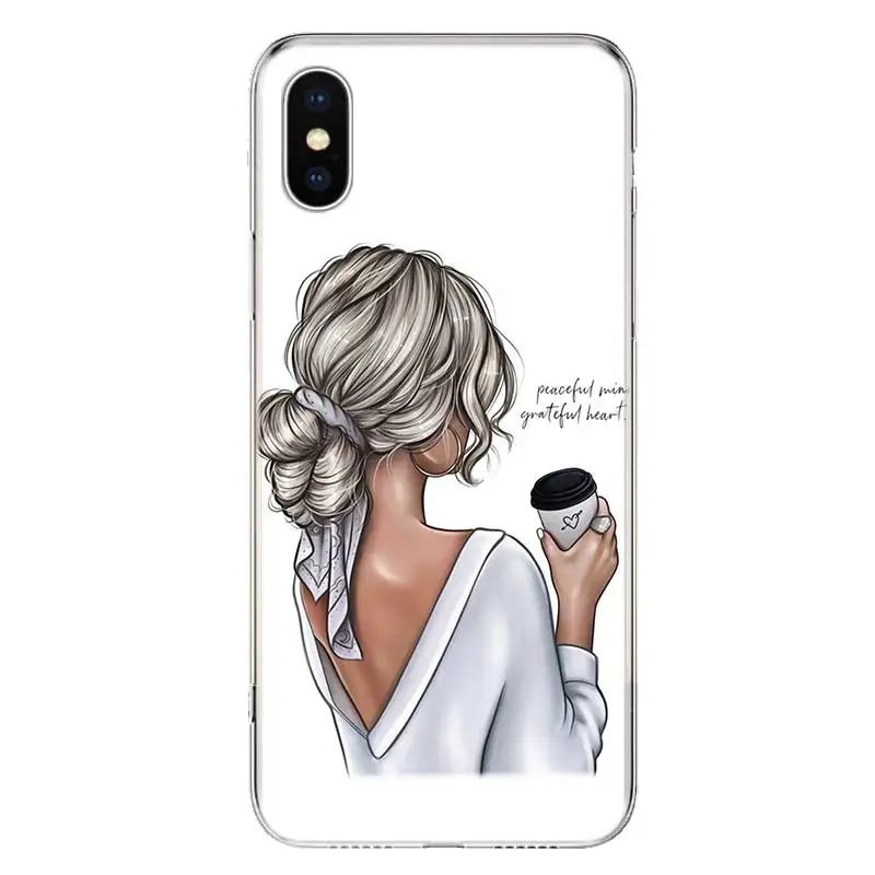 Принцесса Женский Босс Кофейный Чехол для телефона Apple iPhone 11 12 13 14 Pro 7 XR X XS Max 6 6S 8 Plus + Mini 5 SE Печать Мягкий.