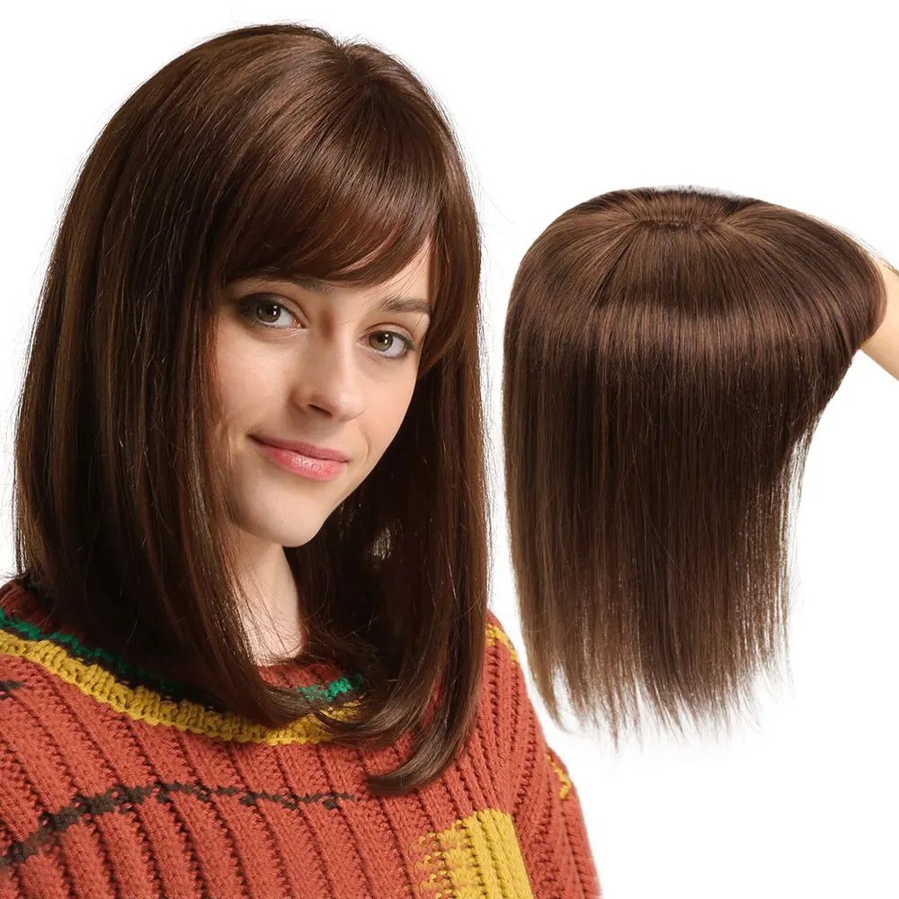 Волосы Isheeny женские коричневые, 8-18 дюймов, с челкой, 13x13 см от AliExpress WW