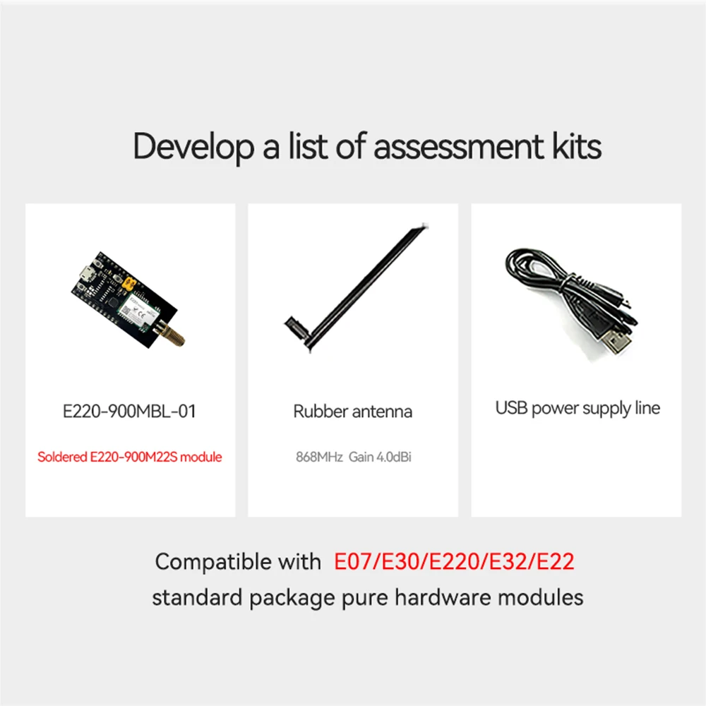 868MHz 915MHz Lora Test Board Development Evaluation Kit for E220-900M22S USB Interface With Antenna CDSENET E220-900MBL-01