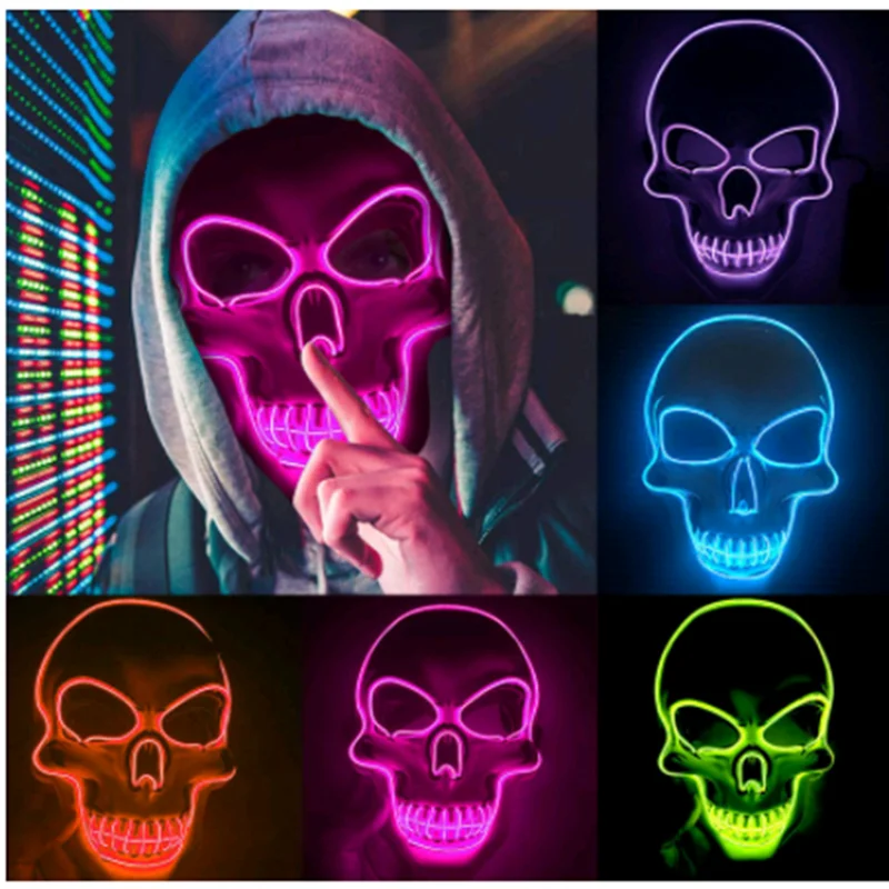 

Halloween LED glowing horror skull mask Holiday party role playing unisex horror dress up accessories halloween light up mask