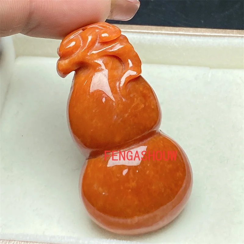 Hot Selling Natural Hand-carve Jade Ice Kind Gourd Fulu Necklace Pendant Fashion Jewelry Accessories Men Women Luck Gifts